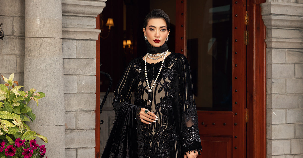 Winter Luxe'24 - 3 Piece Unstitched Embroidered Velvet Suit | DL-1205