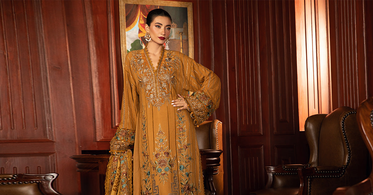 Winter Luxe'24 - 3 Piece Unstitched Embroidered Twill Linen Suit | DL-1207