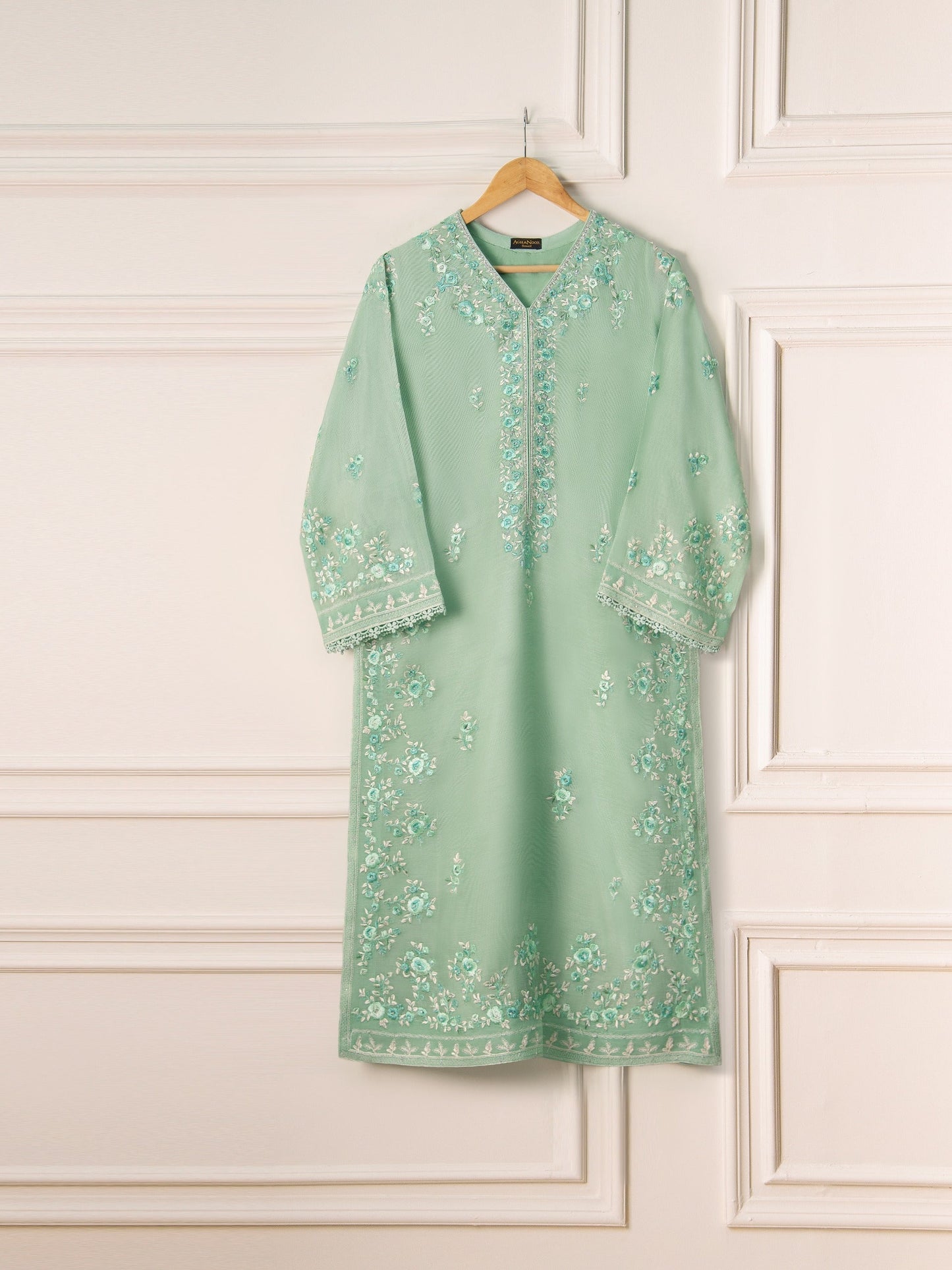 2 Piece - Pure Cotton Net Embroidered Suit S110914