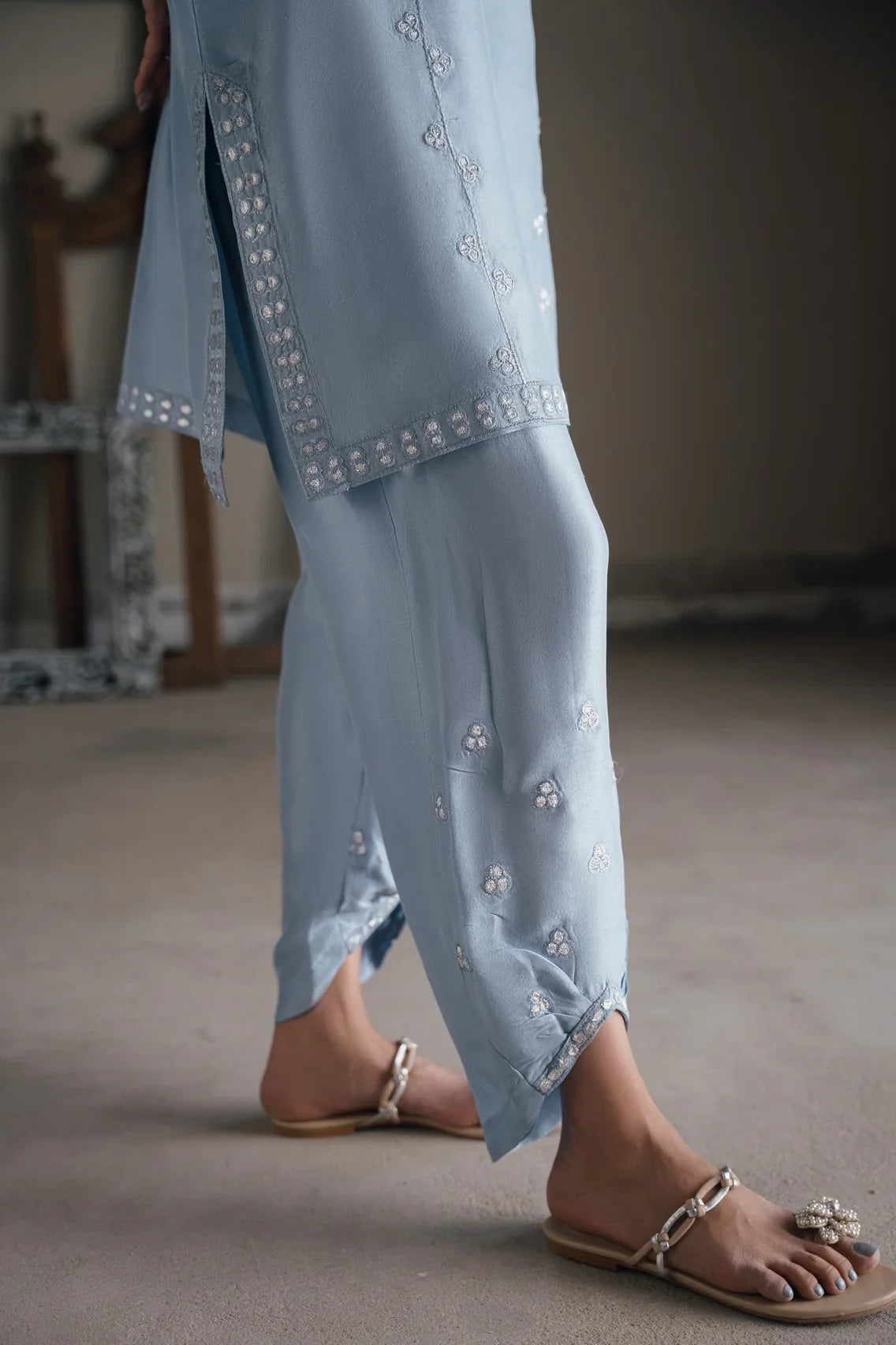 Semi formals Luxury'25 - Aashni set in misty blue