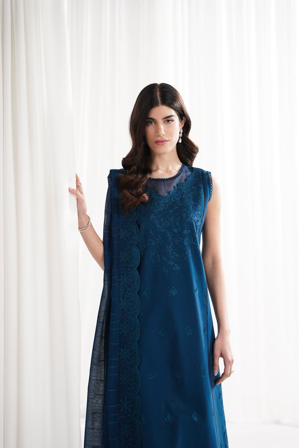 Eid Pret '25 - TEAL BLUE LUXURY EMBROIDERED 3PCS SET NPA3-25412