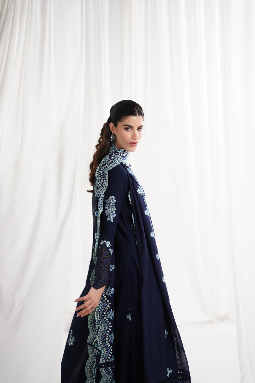 Eid Pret '25 - NAVY BLUE LUXURY EMBROIDERED 3PCS SET NPA3-25417