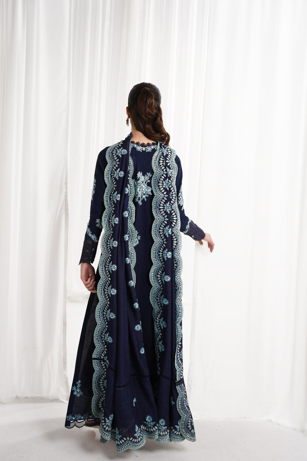 Eid Pret '25 - NAVY BLUE LUXURY EMBROIDERED 3PCS SET NPA3-25417