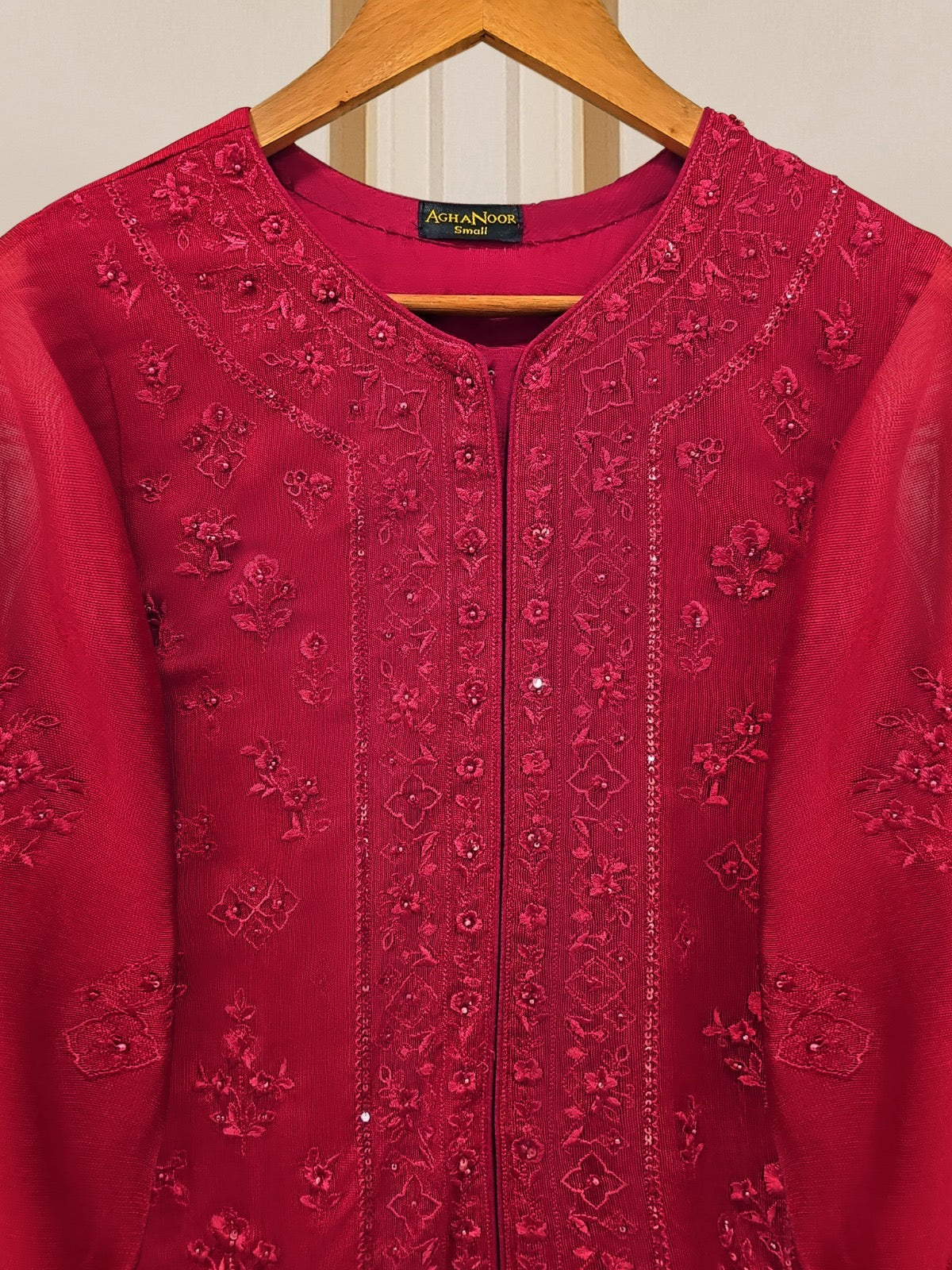 2 Piece - Pure Cotton Net Embroidered Suit S109919