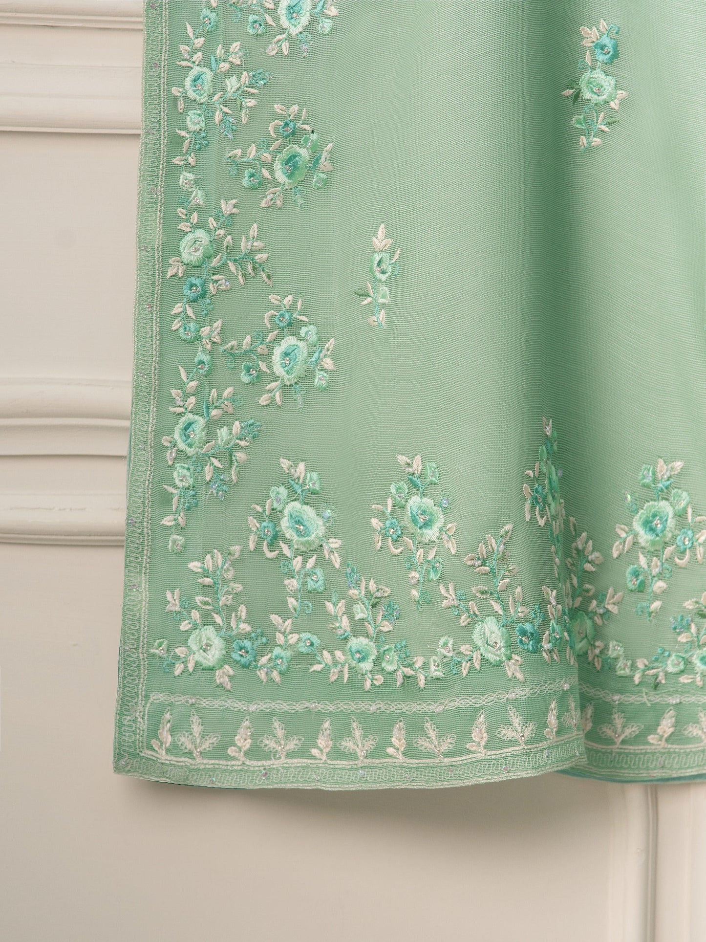 2 Piece - Pure Cotton Net Embroidered Suit S110914