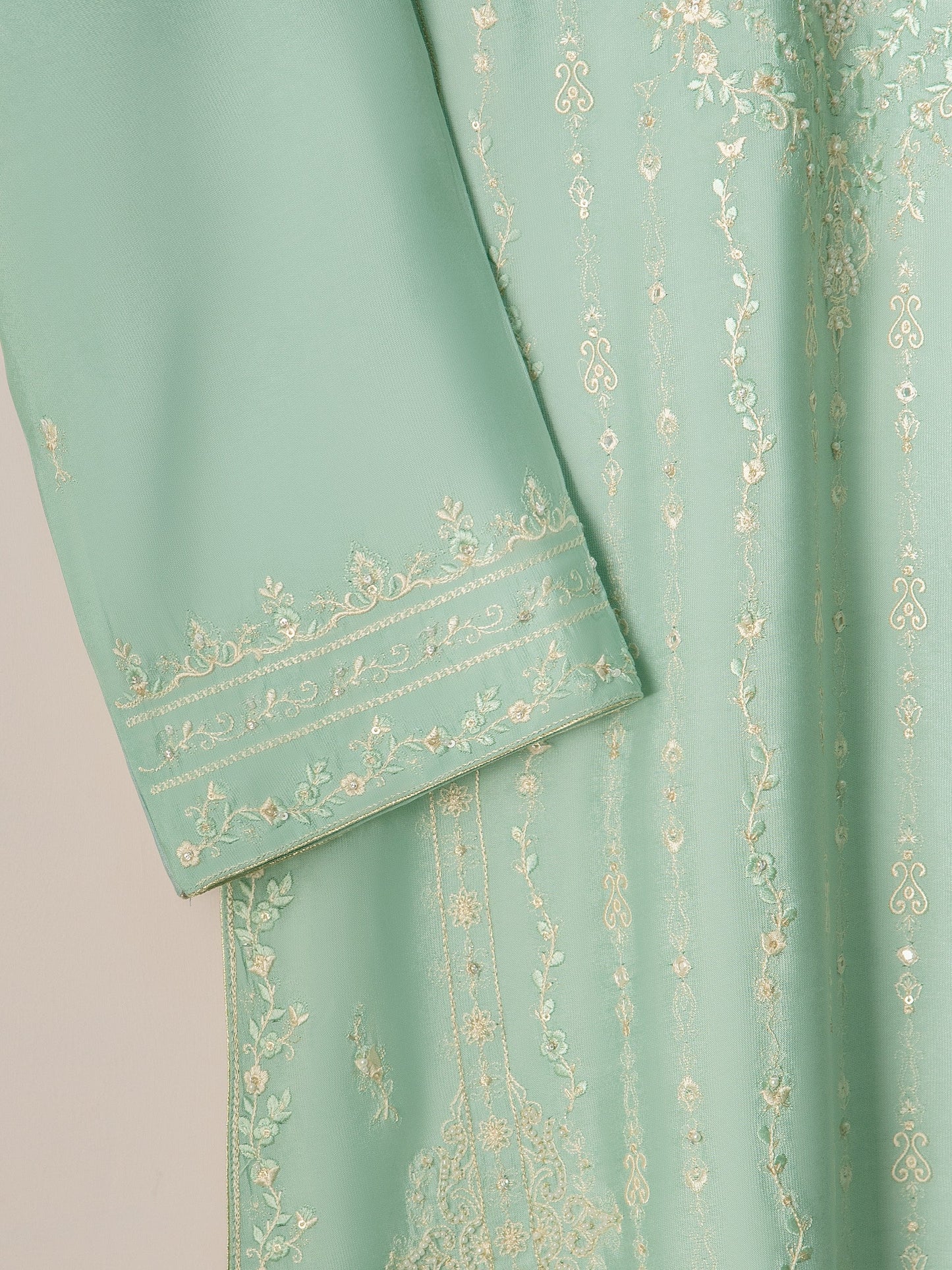 3 Piece- Pure Silk Net Embroidered Suit S110843