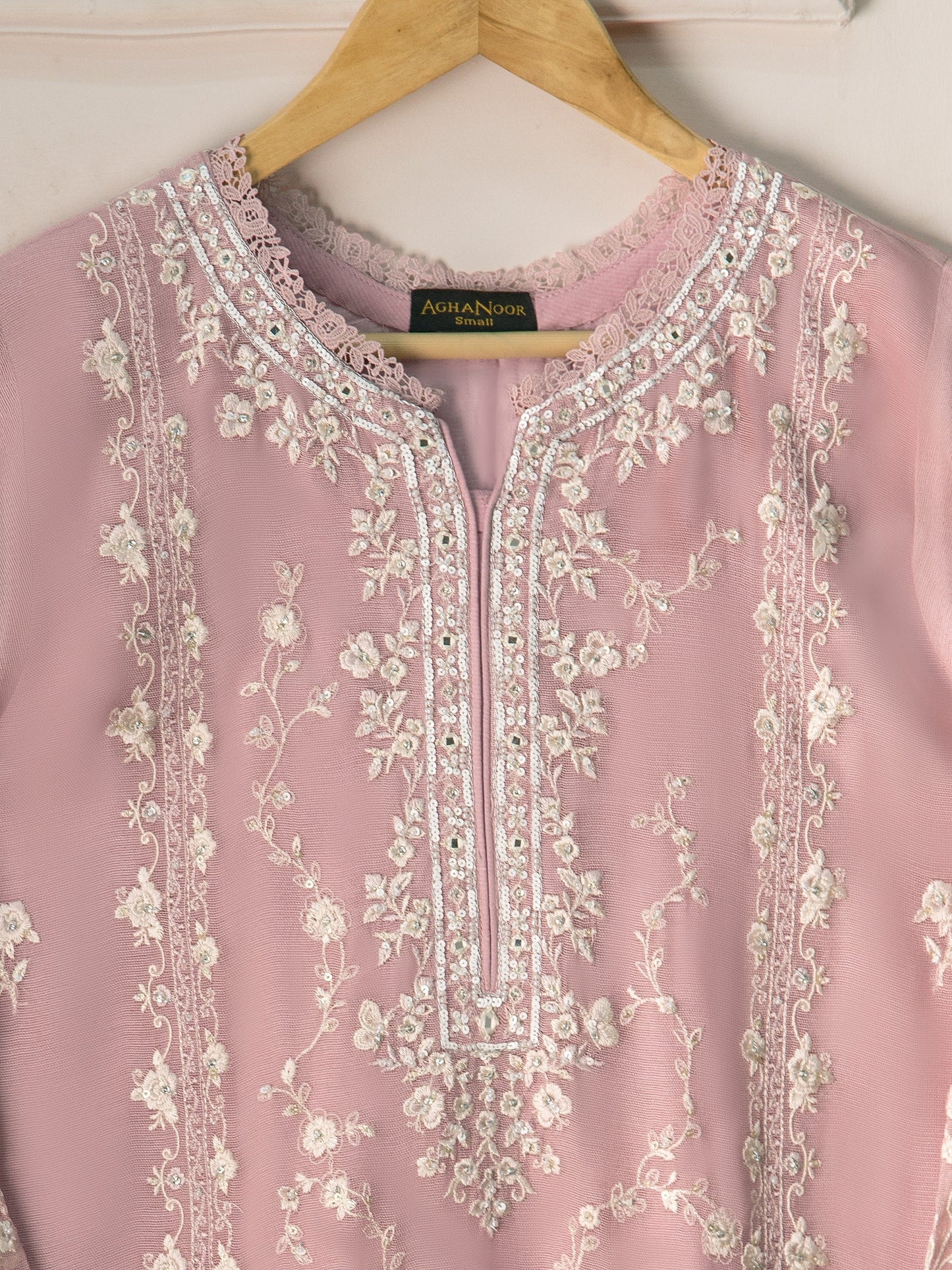 2 Piece- Pure Cotton Net Embroidered Suit S110849