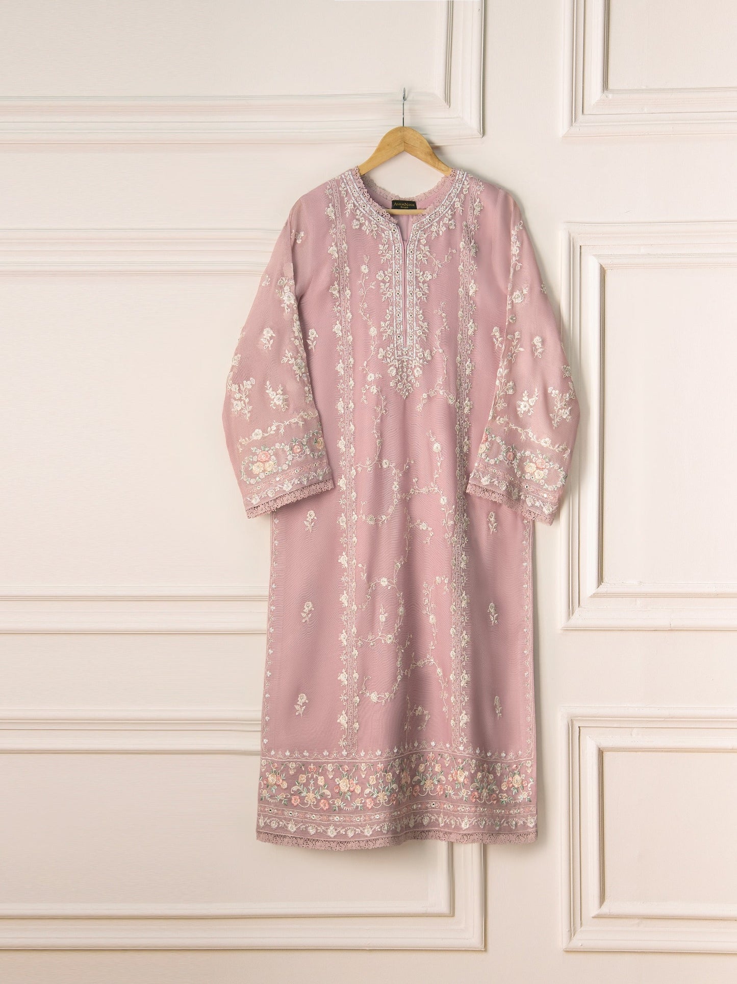 2 Piece- Pure Cotton Net Embroidered Suit S110849