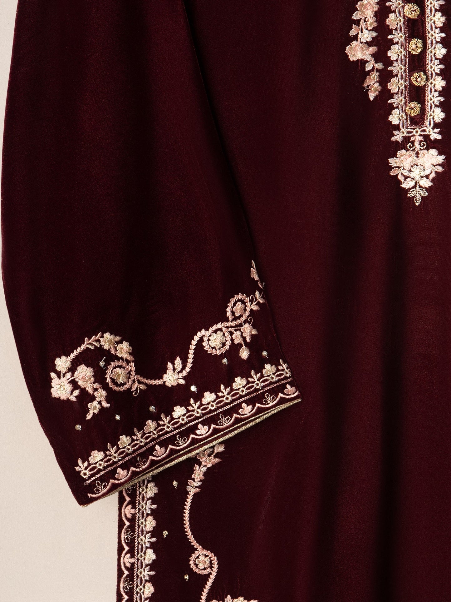 3 Piece- Embroidered Velvet Suit S110783