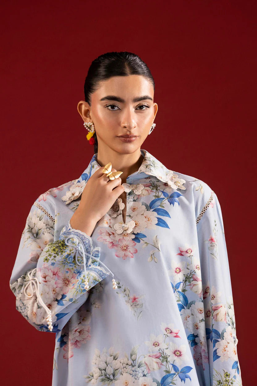 Unstitched Printed 2 Piece Lawn Suit -1A