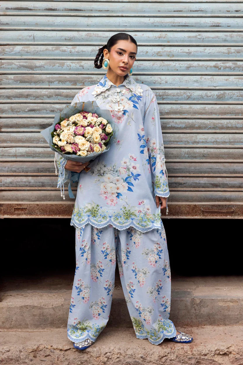 Unstitched Printed 2 Piece Lawn Suit -1A