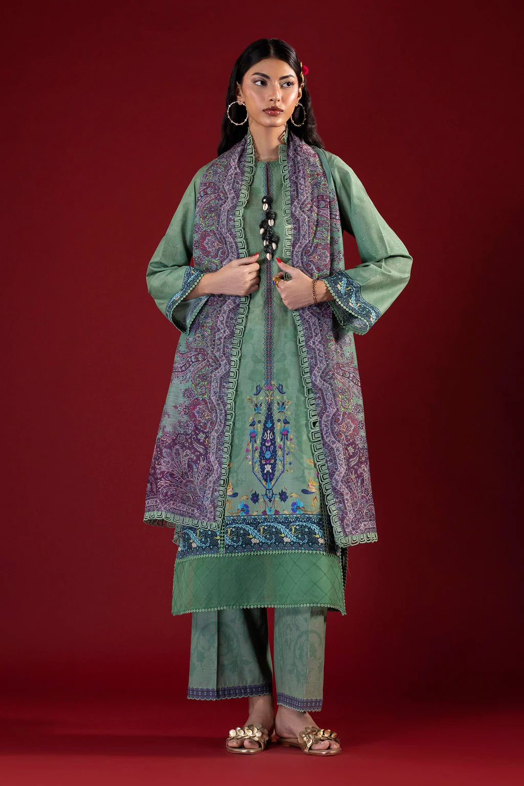 Unstitched Printed 3 Piece Lawn Suit -3B