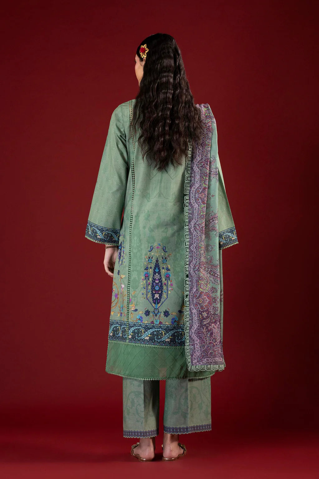 Unstitched Printed 3 Piece Lawn Suit -3B