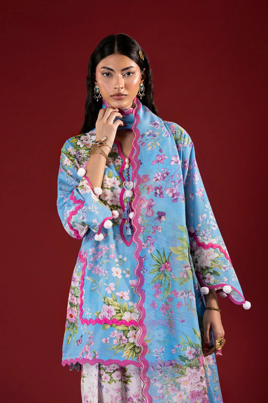 Unstitched Printed 3 Piece Lawn Suit -7A