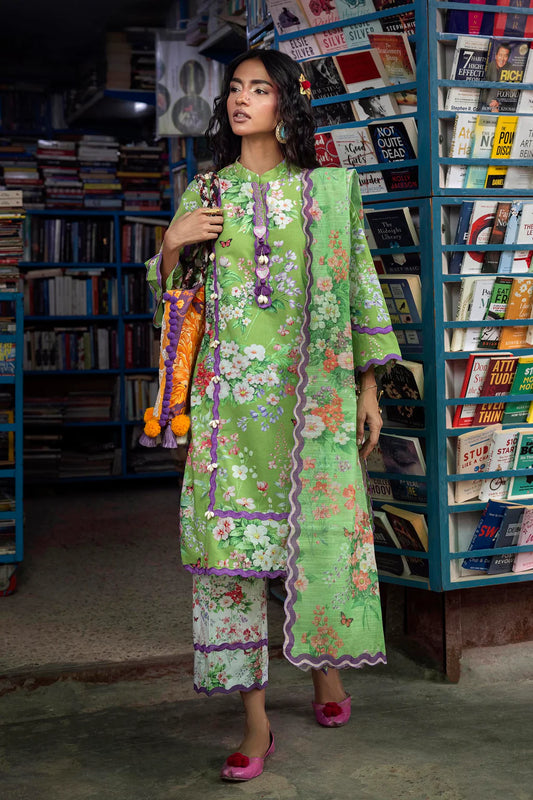 Unstitched Printed 3 Piece Lawn Suit -7B