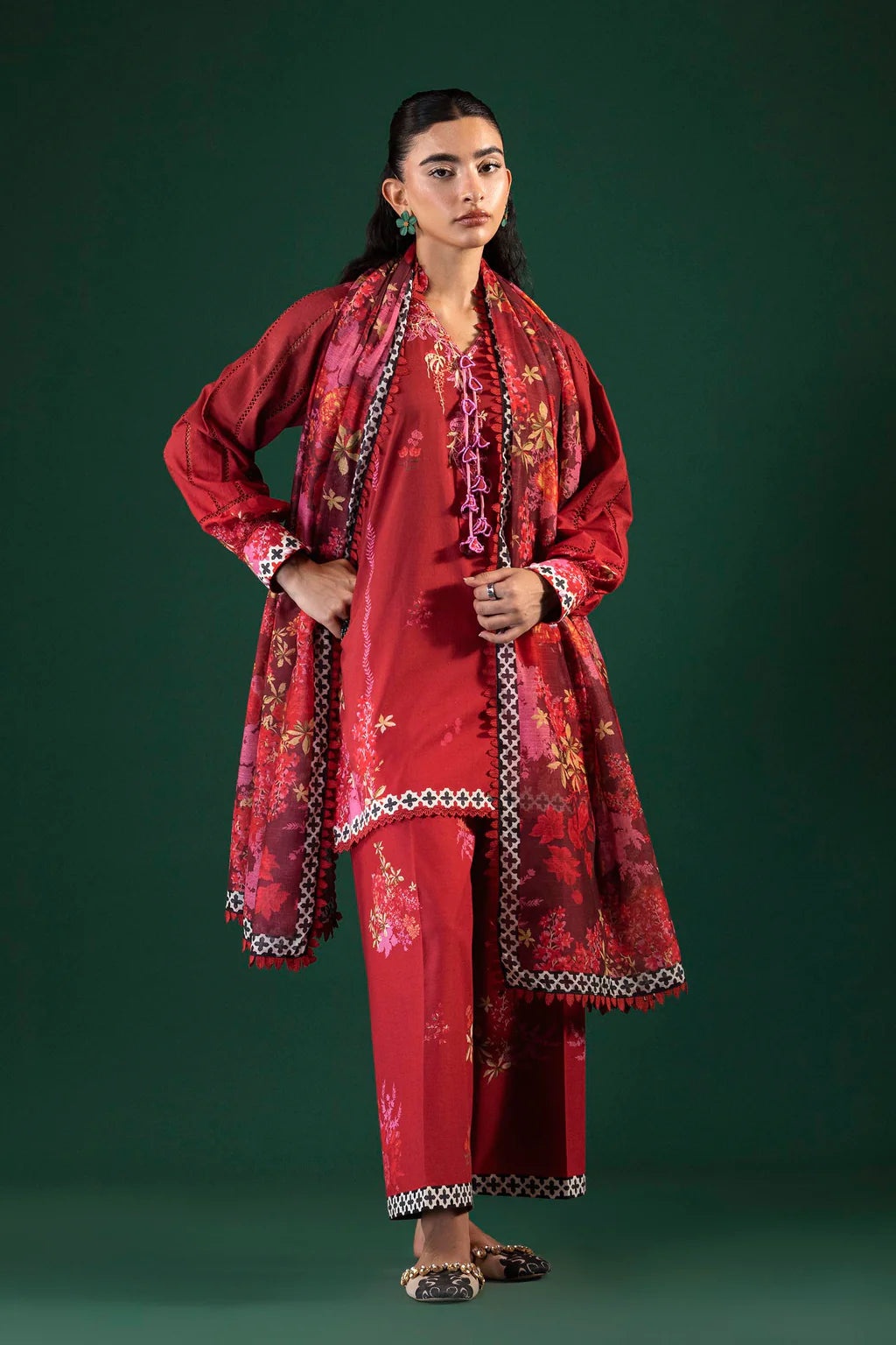 Unstitched Printed 3 Piece Lawn Suit -10A