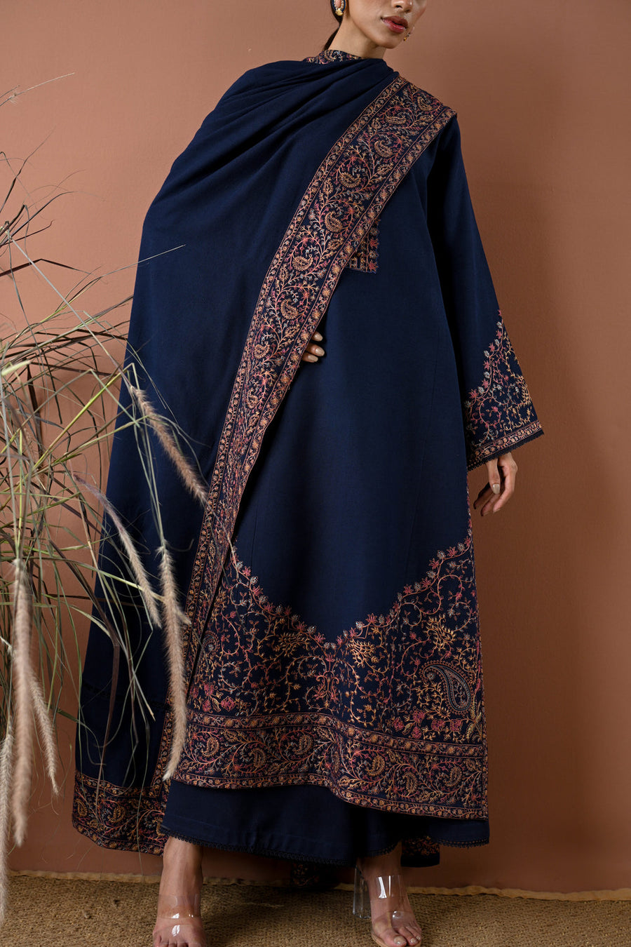 Luxury Karandi Vol II  - DEEP NAVY LUXURY EMBROIDERED KARANDI SET (NEL-24635) (RTS) photo 2
