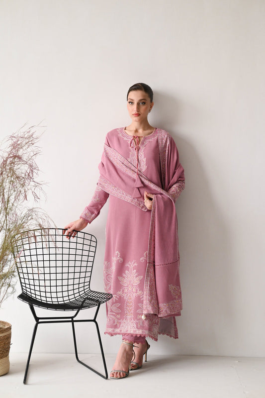 Luxury Karandi Vol II  - PASTEL PINK LUXURY EMBROIDERED KARANDI SET (NEL-24636)