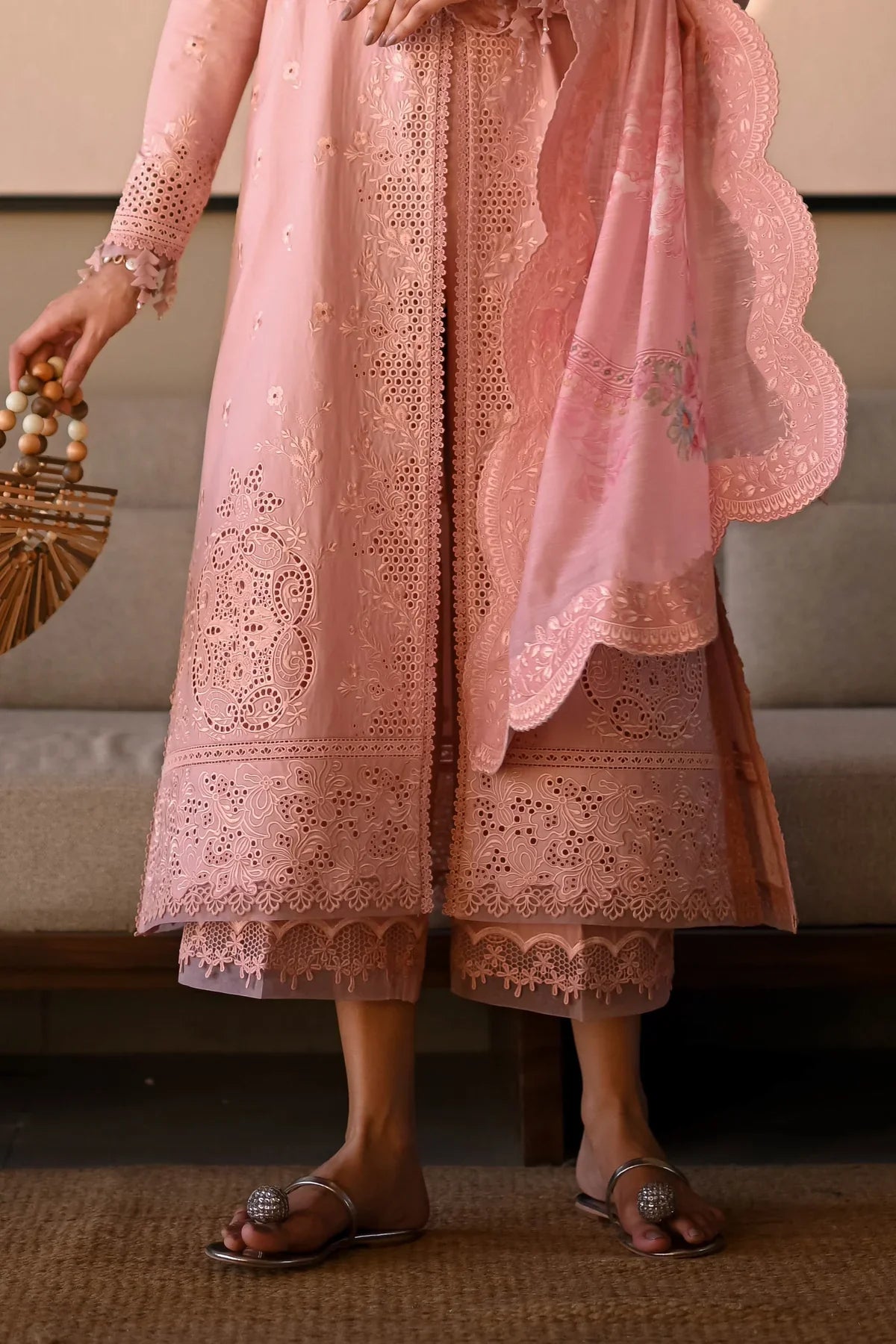 ZAHRA 1: PASTEL PINK LUXURY EMBROIDERED LAWN SET (NEL-25601) (RTS)