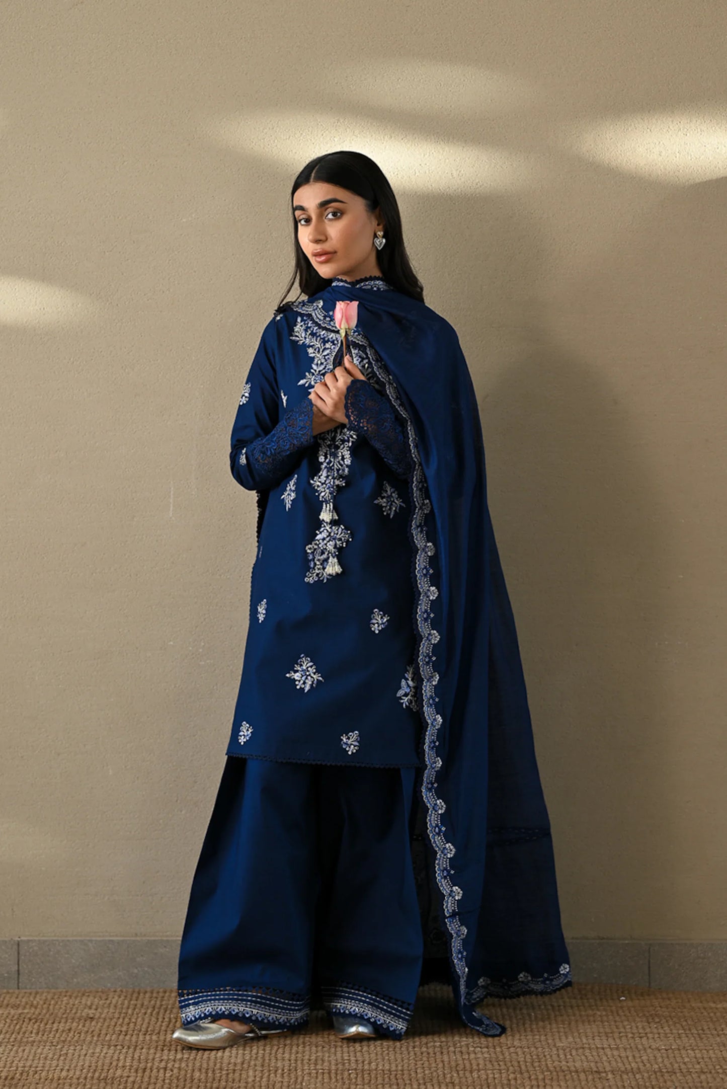 Ramadan Pret '25 - NAVY BLUE LUXURY 3PCS SET NPA3-25410