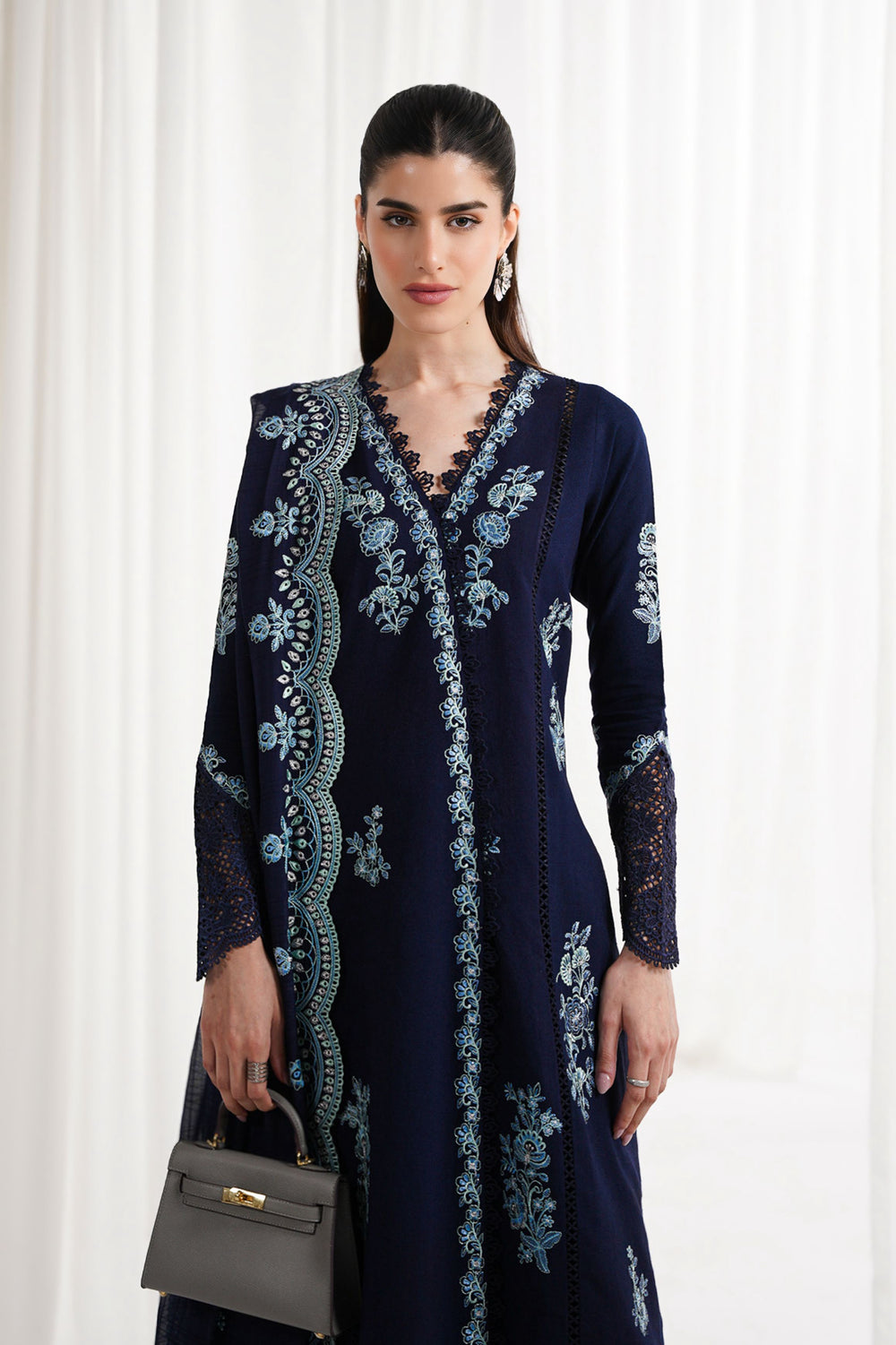 Eid Pret '25 - NAVY BLUE LUXURY EMBROIDERED 3PCS SET NPA3-25417