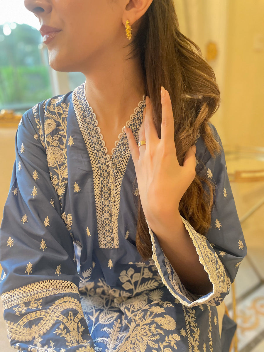Eid Edit '24 - Cobalt Blue Embroidered Kurta (RTS) photo 3