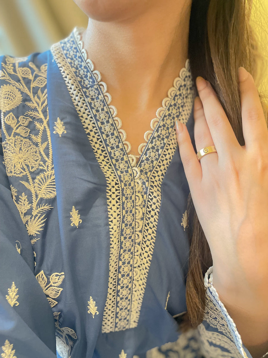 Eid Edit '24 - Cobalt Blue Embroidered Kurta (RTS) photo 4
