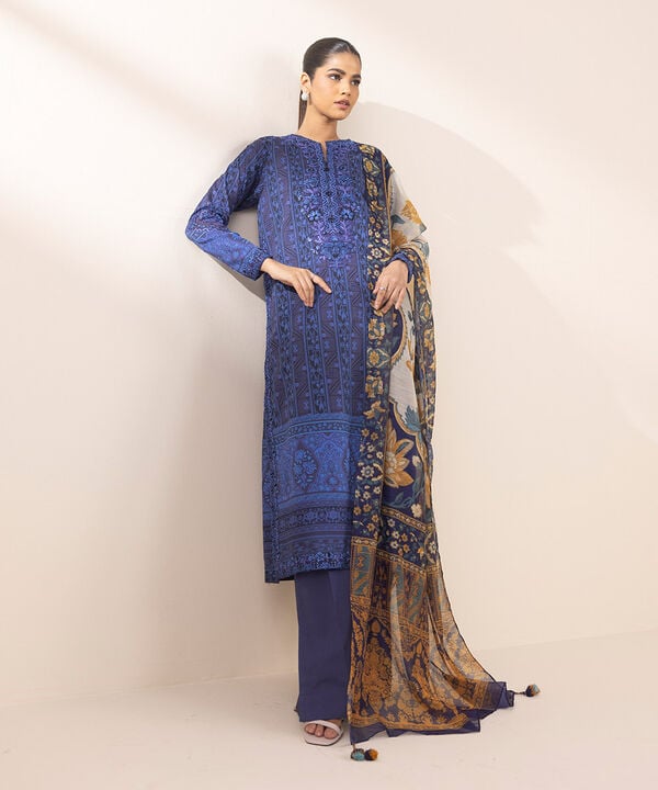 Unstitched Lawn '25 - 3 Piece - Embroidered Lawn Suit - U3PEDY25V115