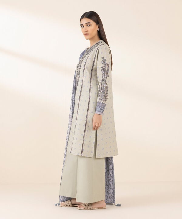 Unstitched Lawn '25 - 3 Piece - Embroidered Zari Lawn Suit - U3PEDY25V118