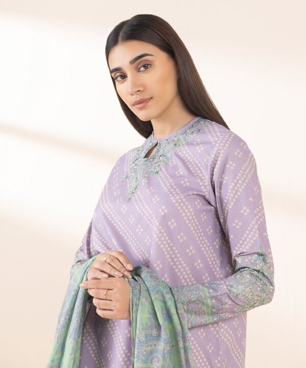 Unstitched Lawn '25 - 3 Piece - Embroidered Zari Lawn Suit - U3PEDY25V119