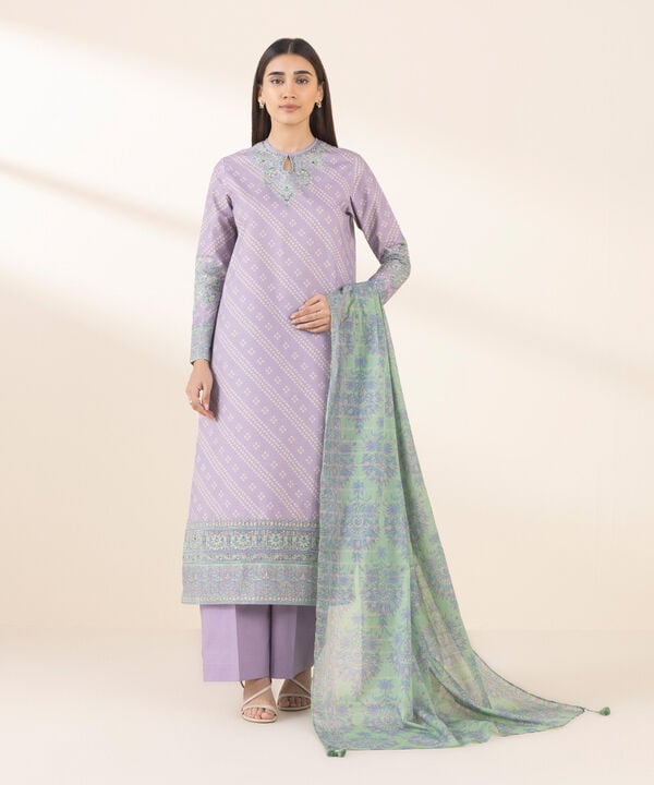 Unstitched Lawn '25 - 3 Piece - Embroidered Zari Lawn Suit - U3PEDY25V119