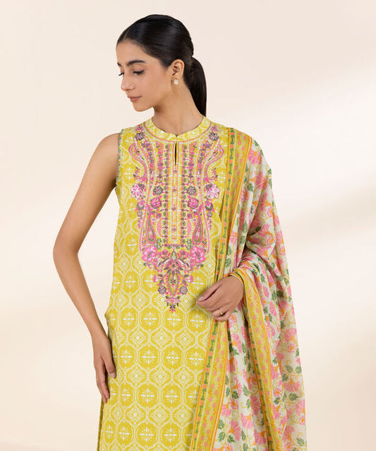 Unstitched Lawn '25 - 3 Piece - Embroidered Lawn Suit - U3PEDY25V124