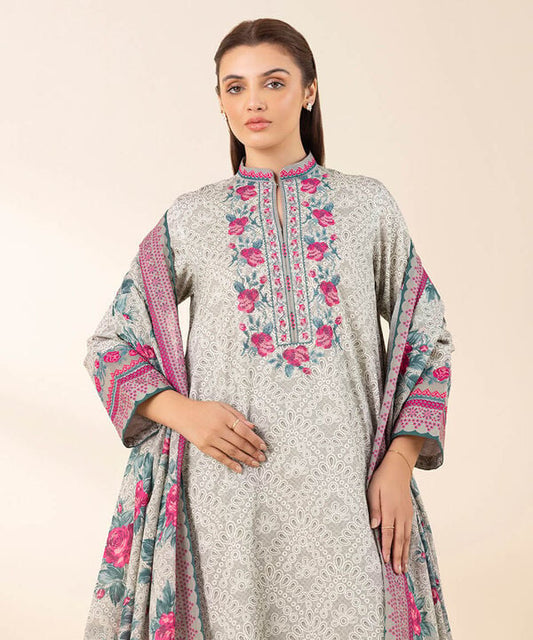 Unstitched Lawn '25 - 3 Piece - Embroidered Lawn Suit - U3PEDY25V126