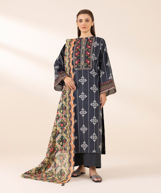 Unstitched Lawn '25 - 3 Piece - Embroidered Lawn Suit - U3PEDY25V128