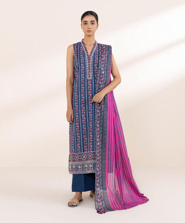 Unstitched Lawn '25 - 3 Piece - Embroidered Lawn Suit - U3PEDY25V133