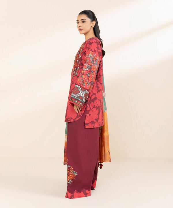 Unstitched Lawn '25 - 3 Piece - Embroidered Cotton Satin Suit - U3PESG25V119