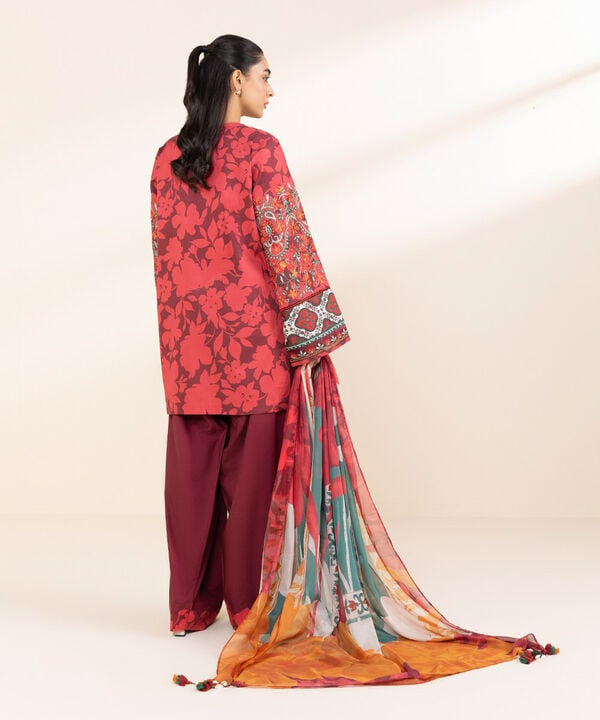 Unstitched Lawn '25 - 3 Piece - Embroidered Cotton Satin Suit - U3PESG25V119