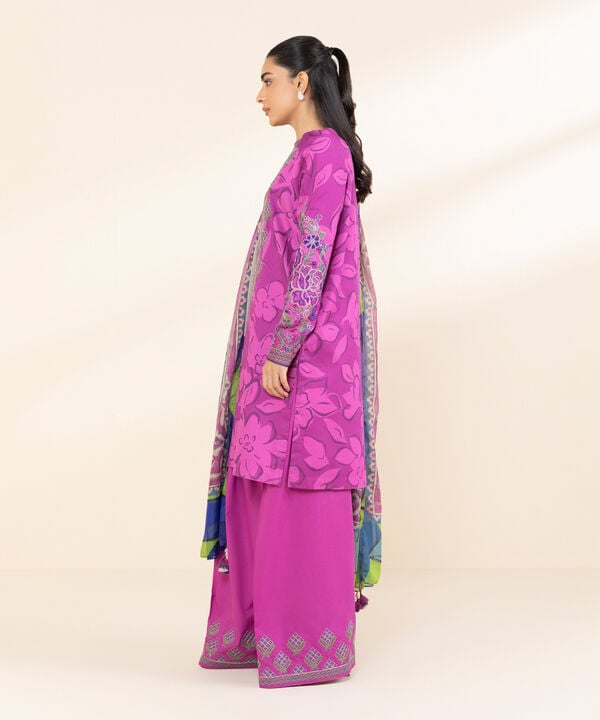 Unstitched Lawn '25 - 3 Piece - Embroidered Cotton Satin Suit - U3PESG25V120