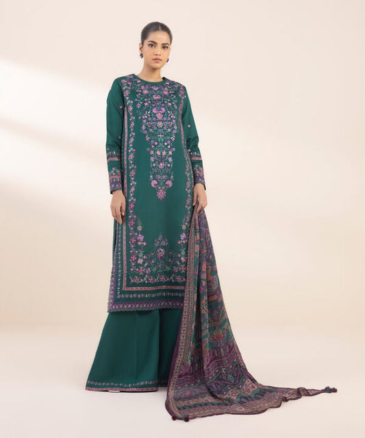 Unstitched Lawn '25 - 3 Piece - Embroidered Cotton Satin Suit - U3PESG25V122