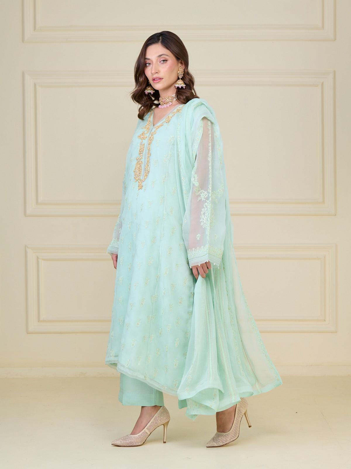 3 Piece - Embroidered Chiffon Suit S110116