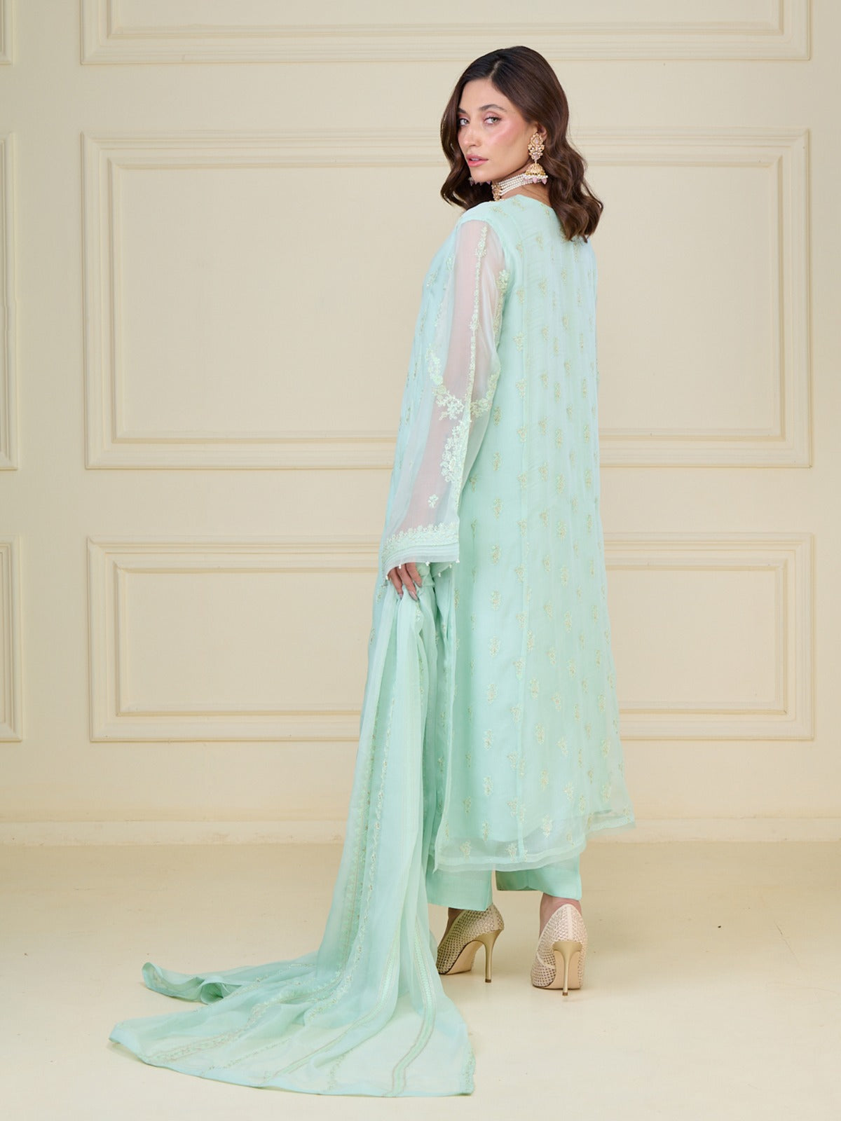 3 Piece - Embroidered Chiffon Suit S110116