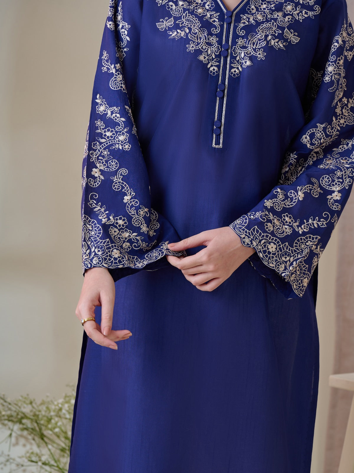 2 Piece - Embroidered Jacquard Suit S110155