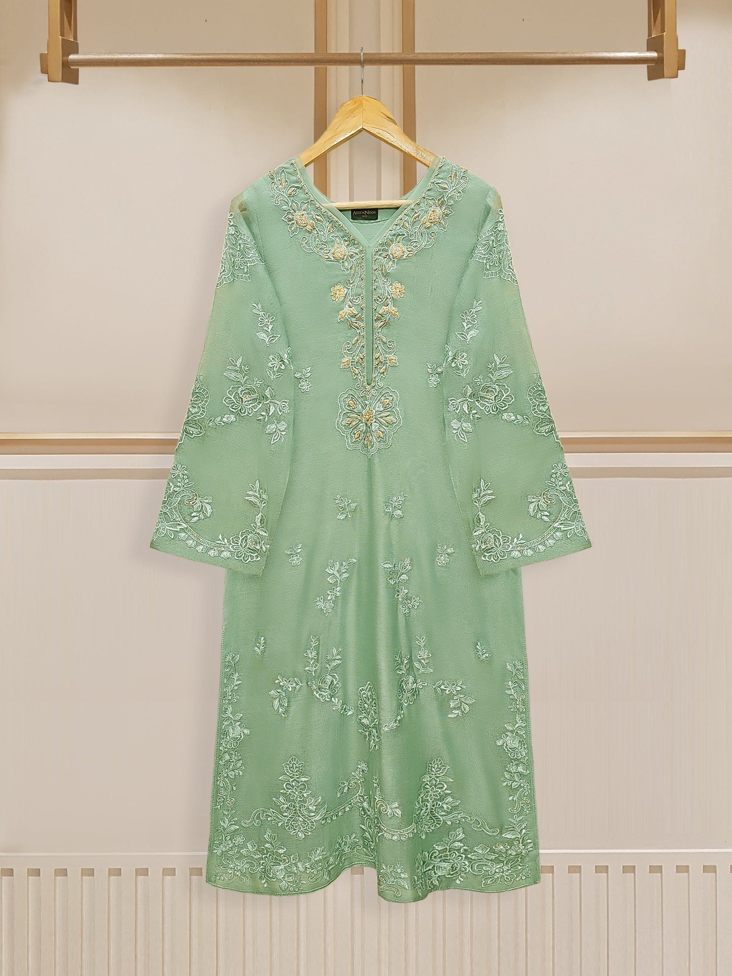 3 Piece - Pure Cotton Net Embroidered Suit S109783