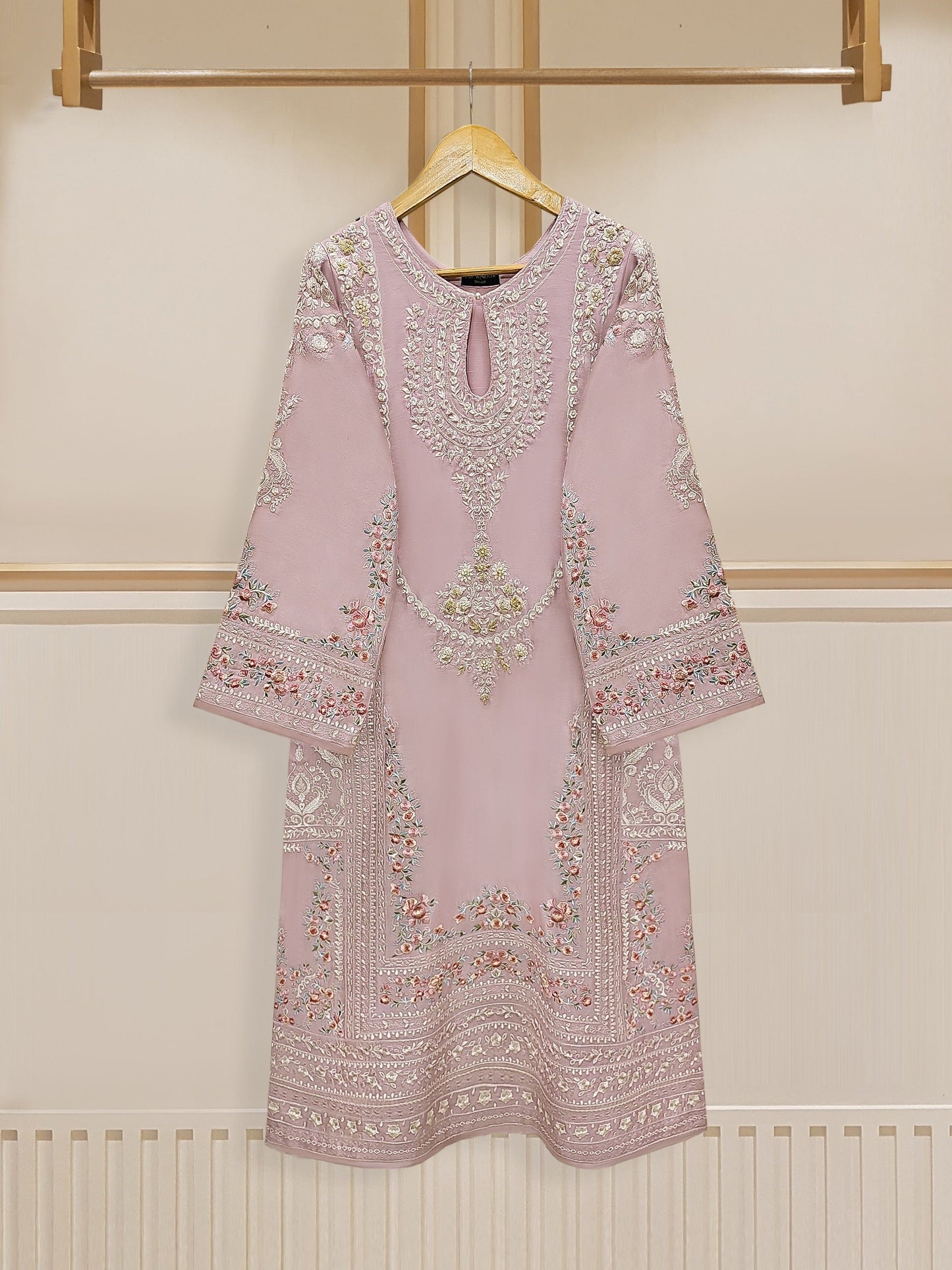 2 Piece- Pure Silk Net Embroidered Suit S110428