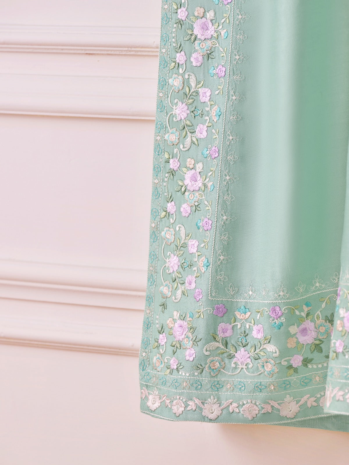 2 Piece- Pure Silk Net Embroidered Suit S110486