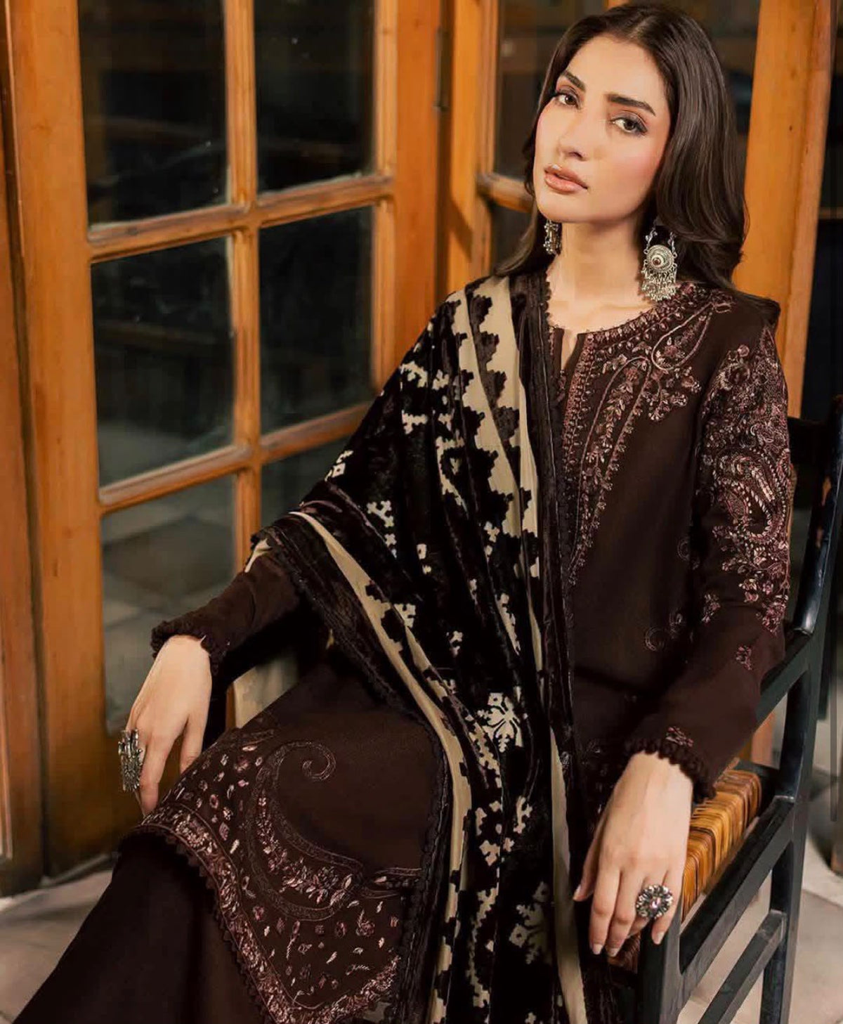 Unstitched Winter Suit - Brown