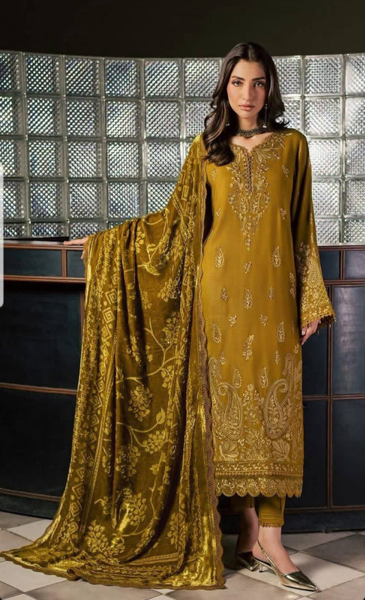 Unstitched Winter Suit - Yellow