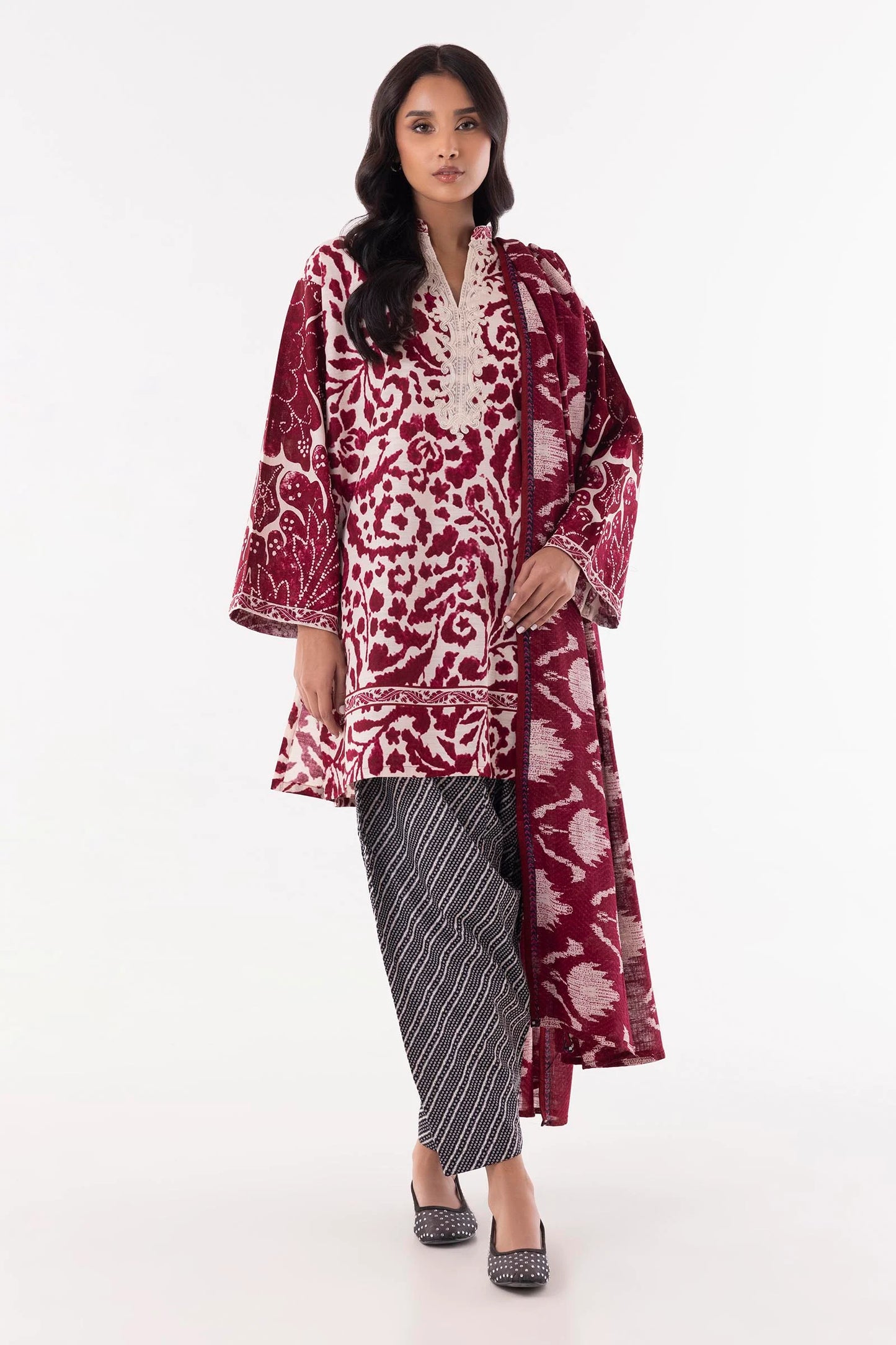 Stitched Multi Printed Shirt + Shalwar + Dupatta