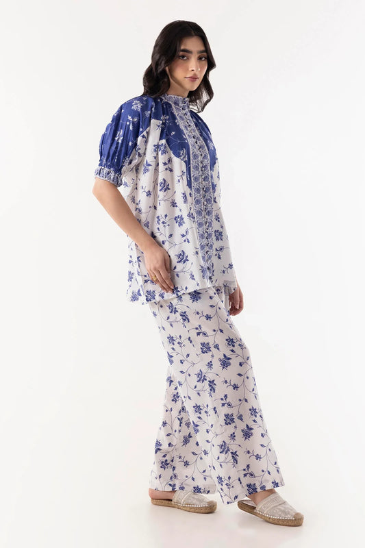 Western '25 - Stitched White & Blue Co-ord Set