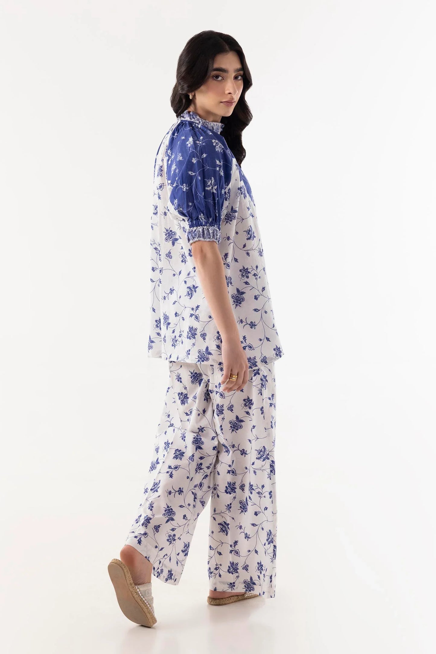 Western '25 - Stitched White & Blue Co-ord Set